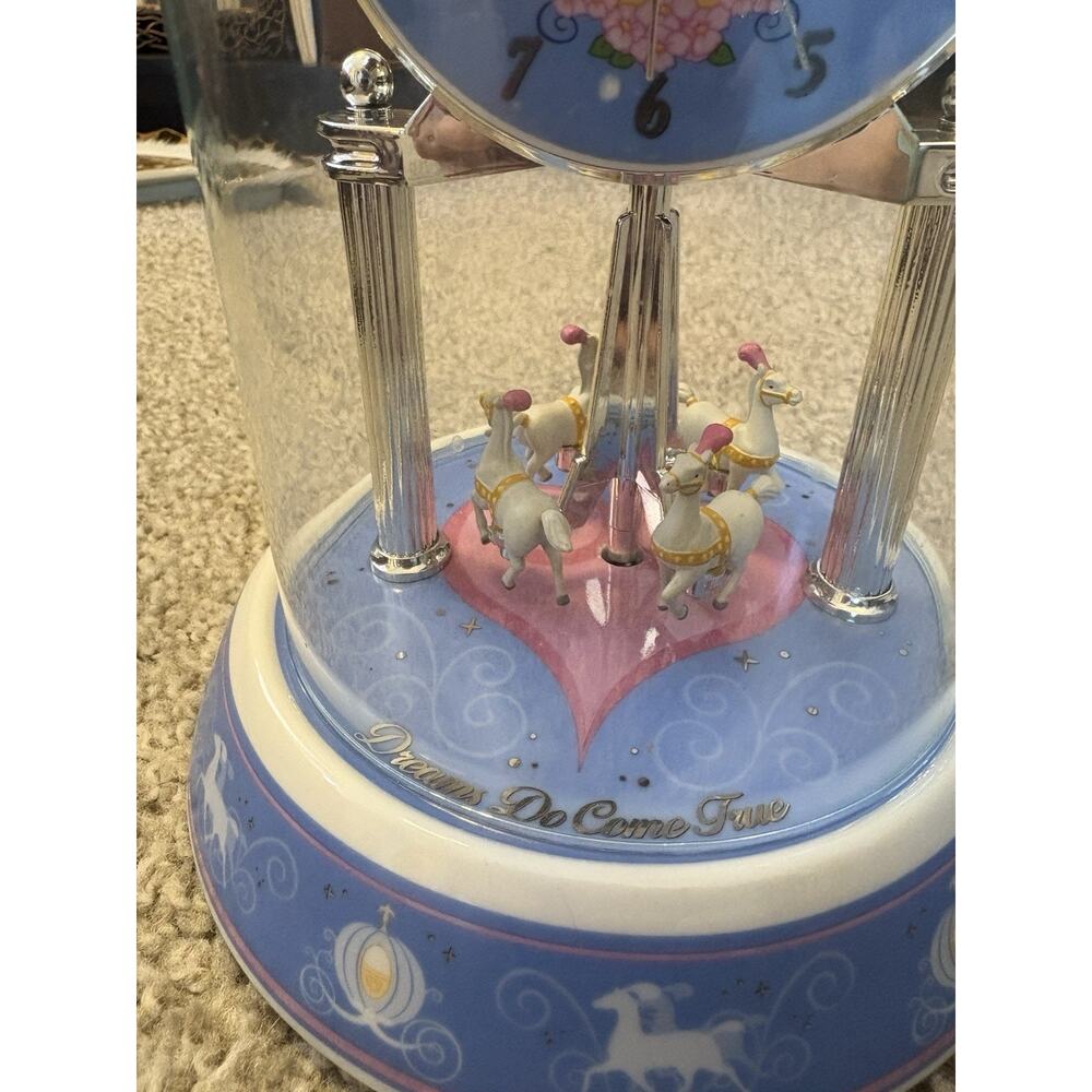 Disney Cinderella “Dreams Do Come True” Dome Clock / Carousel Clock - Picture 3 of 5